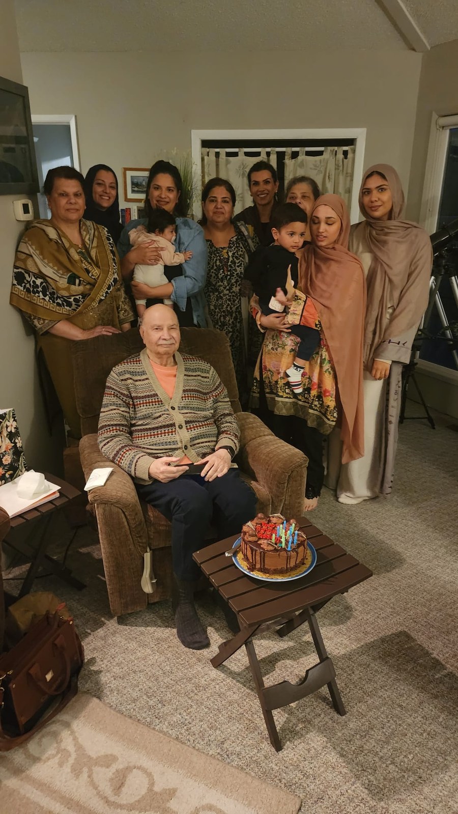 Aslam Hayat at his 91st birthday celebration with family