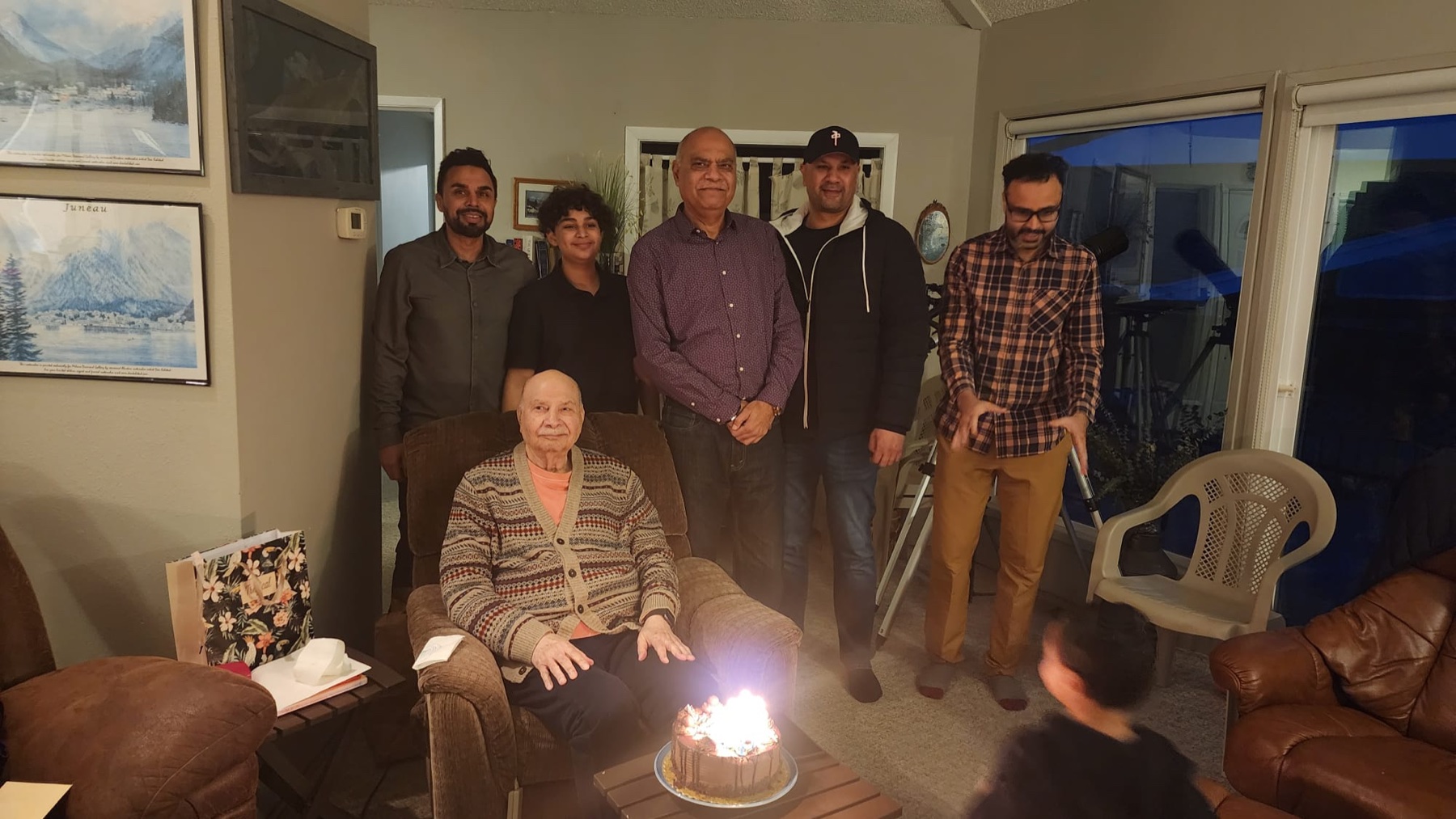 Aslam Hayat at his birthday celebration at home with family