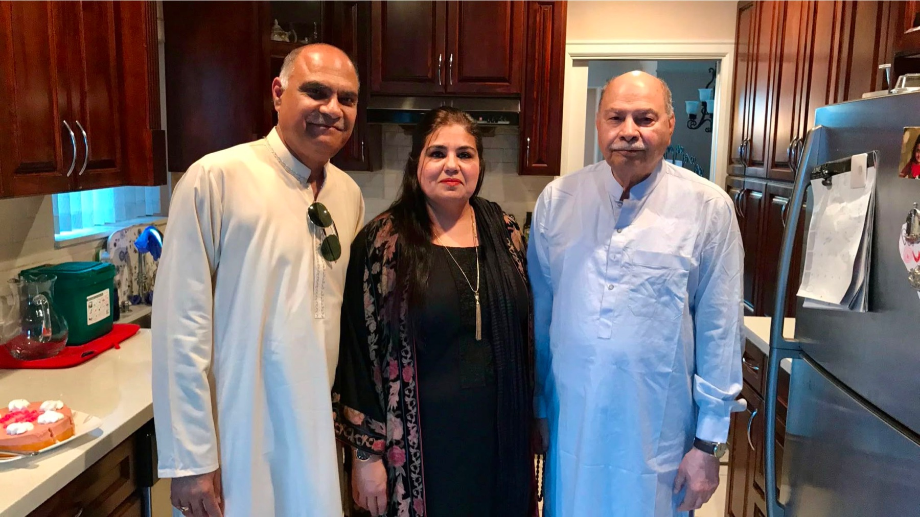 Aslam Hayat with son Kamran Hayat and daughter-in-law Shaiza Hayat