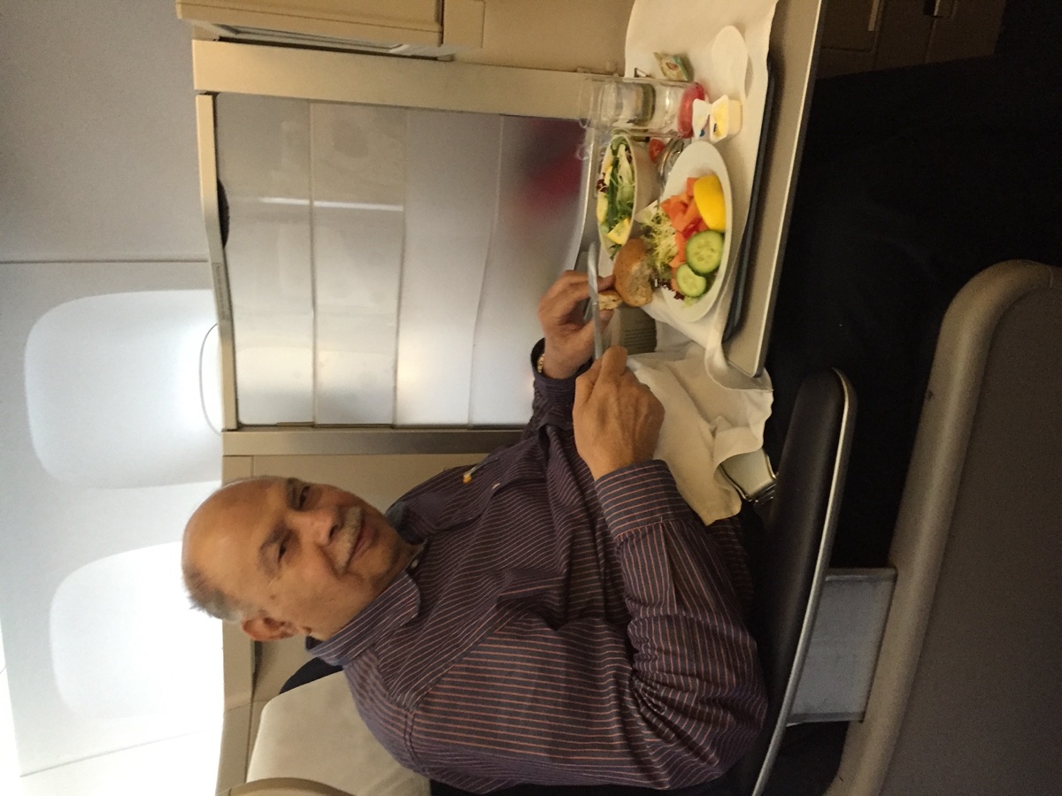 Aslam Hayat on the flight from Vancouver to London, 2017