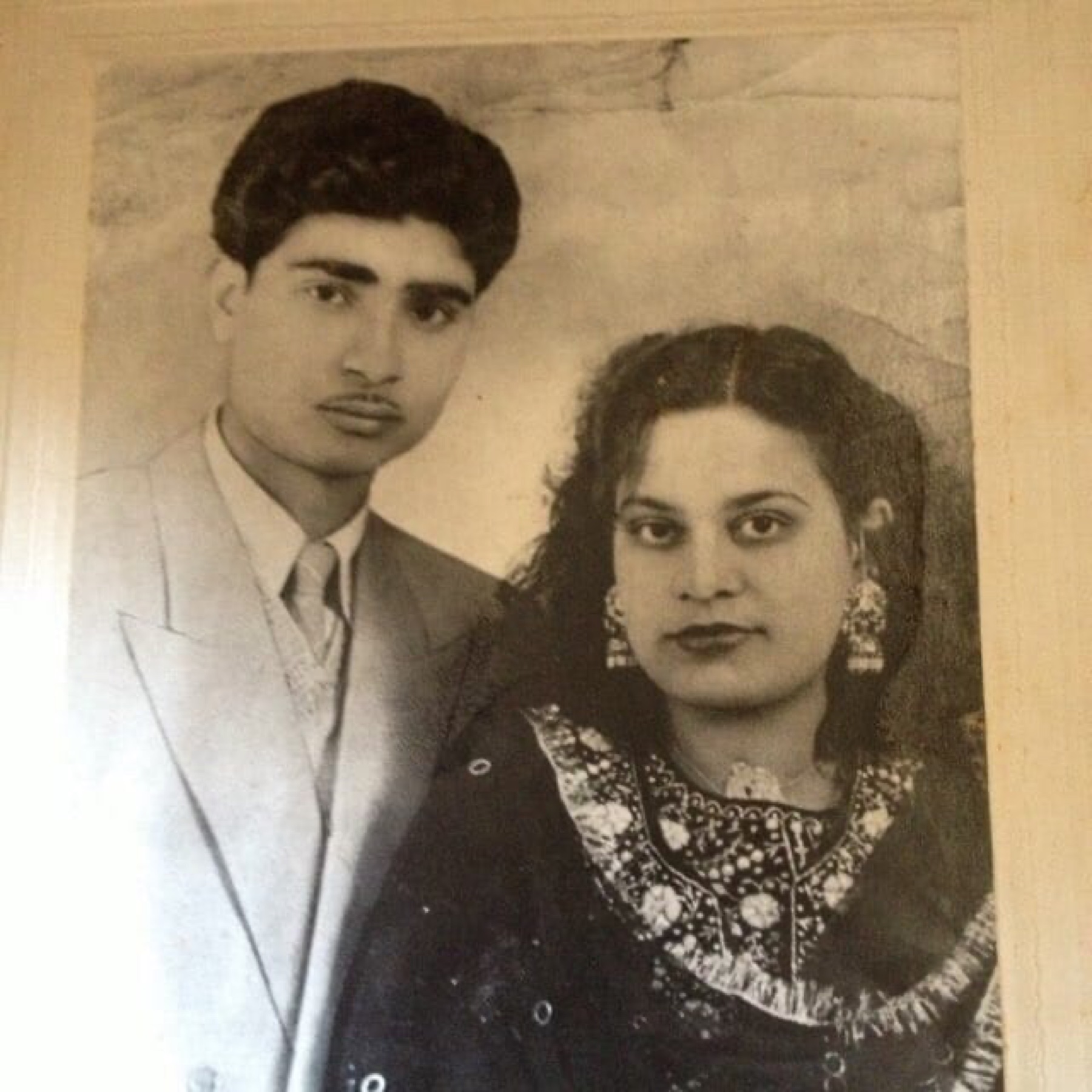 A young Aslam Hayat with his wife Suriya Hayat — a classic portrait