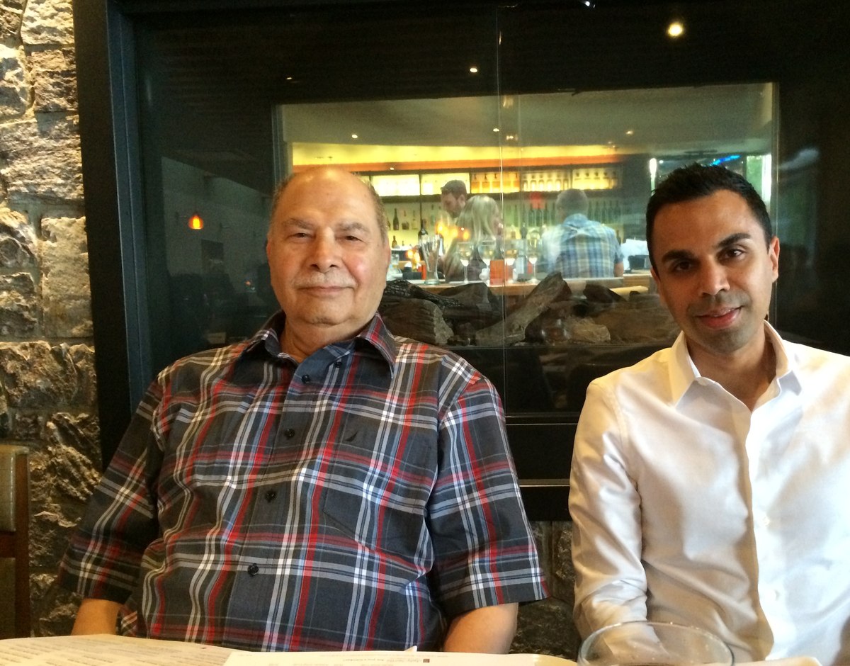 Aslam Hayat with Zeeshan Hayat at a restaurant in Vancouver